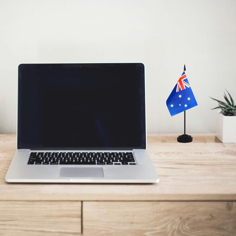 Yamiuo 2 Pack Australia Desk Flag Set, Australian Desktop Small Miniature Table Office Flag with 12" Black Pole and Black Base, Offices, Classroom, Home, Festival Decoration (Australia) - Image 5